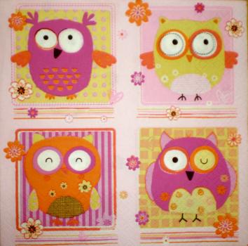 006 Owls - 3-ply (pink) - Maki